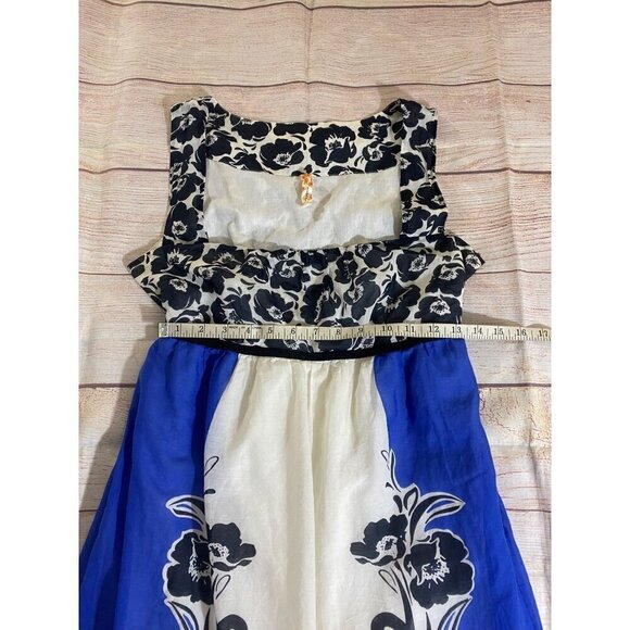 Anthropologie Maeve Women's Blue Silk Blend Multi Floral Dress - 6 - Picture 6 of 13